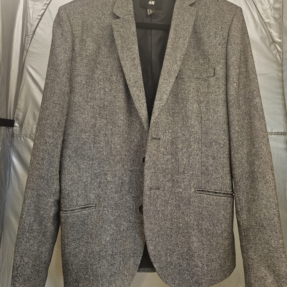 Men's H&M Tan Slim Fit Tweed Blazer Jacket Size 42R - Picture 5 of 16